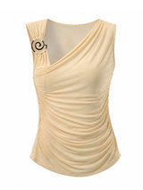 Men's Grecian Drape Asymmetric One-Shoulder Metal Spiral Ring Tank SKUL72438
