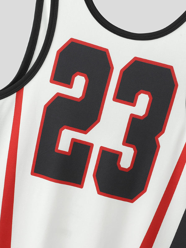 Mens Number 23 Contrast Color Sleeveless Bodysuit SKUL15565