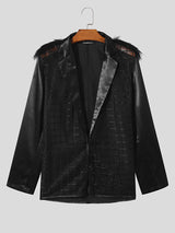 Mens Mesh See Through Feather Patchwork Blazer SKUK47981