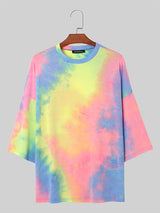 Mens Tie Dye Crew Neck Short Sleeve T-Shirt SKUK55114