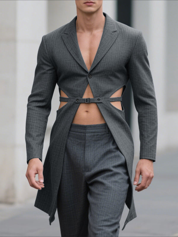 Men's Hollow Cropped Long Sleeve Blazer SKUL30653