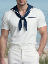 Mens Sailor Collar Short-Sleeve T-Shirt SKUL16989