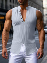 Mens Textured Deep V-Neck Sleeveless Tank SKUK97880