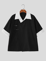 Men's Avant-Garde New Chinese Style 2-in-1 Layered Asymmetrical Shirt SKUL60171