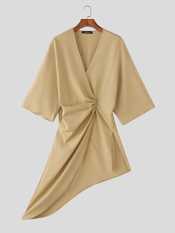 Men's Solid Color Pleated Long Sleeve Cardigan SKUL34002