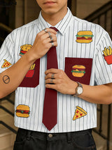 Men's Fun Print Color Block Striped Short Sleeve Shirt SKUL35037