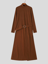 Men's Textured Long Hem High Neck Long Sleeve T-Shirt SKUL27337