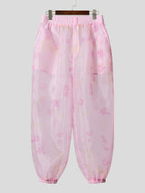 Mens Floral Print Sheer Mesh Casual Pant SKUL17979