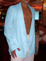 Men's Solid Color Deep V Neck Long Sleeve Cardigan SKUL47610