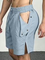 Men's Avant-Garde Side Cutout Snap Button Drawstring Short SKUL70404