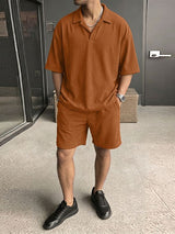 Men's Vintage Casual Corduroy Textured Two Pieces Outfit SKUL69690