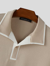 Men's Contrast Texture Lapel Long Sleeve Shirt SKUL26090