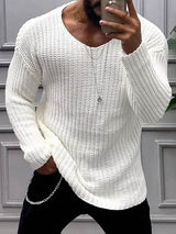 Mens Knitted Textured Long Sleeve T-Shirt SKUK72325