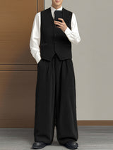 Men's Solid Color Textured Corduroy Two Pieces Outfit SKUL27425