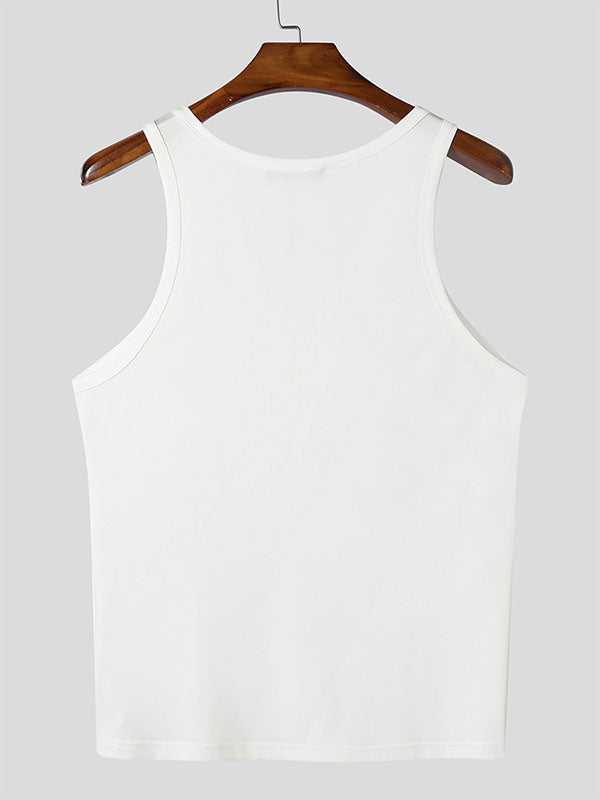 Mens Solid Color Mesh Panel Tank SKUK94746