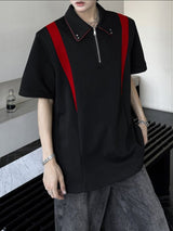 Men's Color Block Zip Lapel Shirt SKUL37556