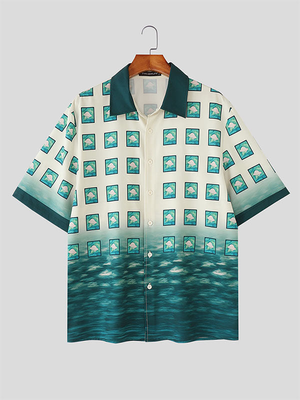 Mens Casual Print Short Sleeve Shirt SKUL16589
