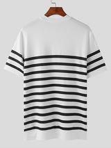 Mens Striped Crew Neck Short Sleeve T-Shirt SKUK66494