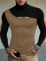 Men's Contrast Color Knit Long Sleeve T-shirt SKUL50771