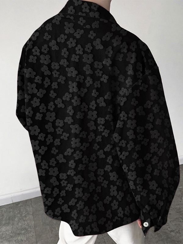 Men's Jacquard Texture Double Breasted Long Sleeve Blazer SKUL25809