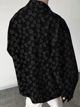 Men's Jacquard Texture Double Breasted Long Sleeve Blazer SKUL25809