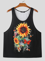 Mens Sunflower Print Sleeveless Tank SKUK71375