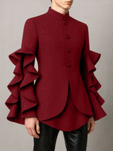 Men's Pleated Ruffled Casual Long Sleeve Blazer SKUL32754