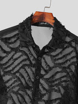 Mens Fringe See Through Long Sleeve Shirt SKUK43631