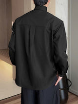 Men's Draped Scarf Loose Fit Long Sleeve Shirt SKUL50566