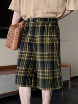 Mens Contrast Color Plaid Casual Short SKUL16652