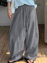 Men's Harajuku Vintage Crinkled Texture Detail Elastic Waist Baggy Pant SKUL71341