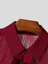 Men's Avant-Garde Pleated Ruffle Trim Deep V-Neck Lapel Tank SKUL60600