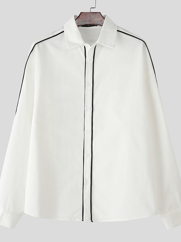 Men's Trendy Colorblock Loose Style Long Sleeve Shirt SKUL35310