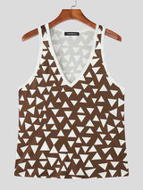 Mens Geometric Colorblock Pattern Casual Tank SKUL15015