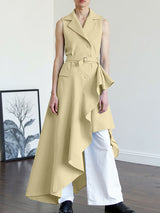 Mens Irregular Ruffled Hem Sleeveless Cardigan SKUL06389