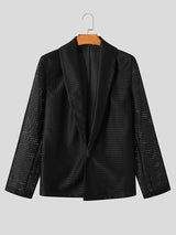 Mens Mesh See Through Lapel Collar Blazer SKUK50843