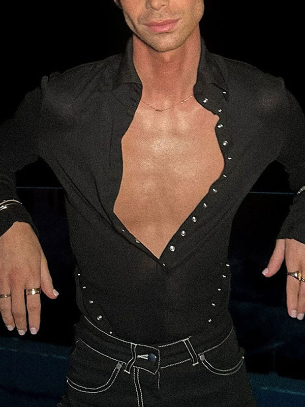 Mens Solid Color Slim Fit Casual Long Sleeve Shirt SKUK99915