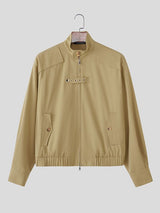 Men's Strap Patchwork Stand Collar Long Sleeve Jacket SKUL41074