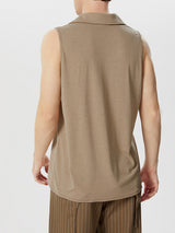 Mens Solid Lapel Knit Sleeveless Vest SKUK40550