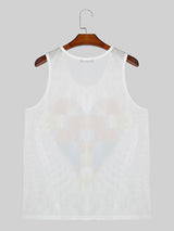 Mens Colorful Love Pattern Mesh See Through Vest SKUK51121