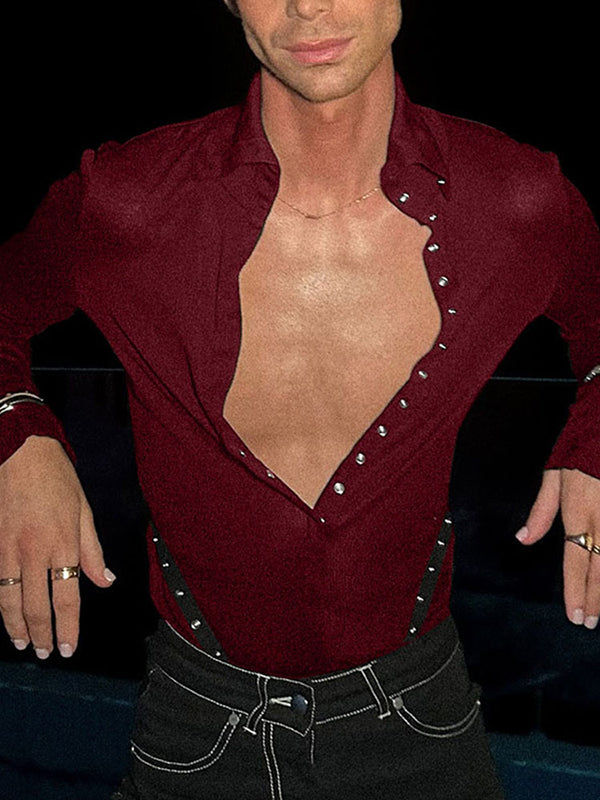 Mens Solid Color Slim Fit Casual Long Sleeve Shirt SKUK99915