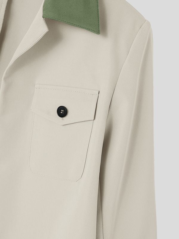 Men's Korean Minimalist City Casual Contrast Lapel Flap Pocket Cropped Jacket SKUL85232