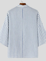 Men's Loose Stripe Half Sleeve Shirt SKUL28485
