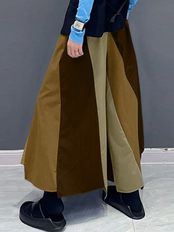 Men's Color Block Patchwork Wide Leg Pant SKUL41009