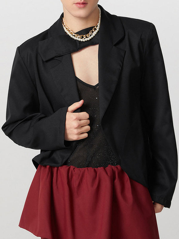 Mens Solid Color Casual Long Sleeve Blazer SKUK82374