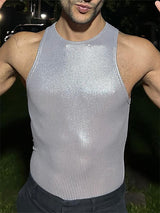 Mens Glitter Crew Neck Sleeveless Vest SKUK48113