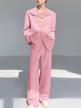 Men's Solid Color Twist Casual Two Pieces Outfit SKUL27314