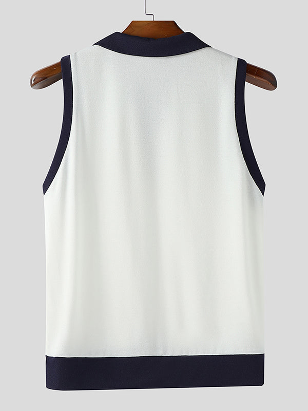Mens Preppy Style Colorblock Casual Tank SKUL13331