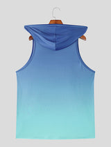 Mens Gradient Color Casual Hooded Tank SKUL17428