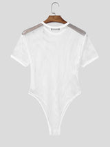 Men's Avant-Garde Sheer Fishnet High-Cut V-Hem Bodysuit SKUL62119